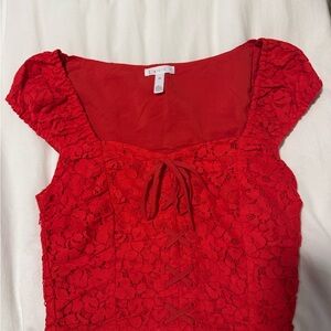 Leith Red Lace Blouse